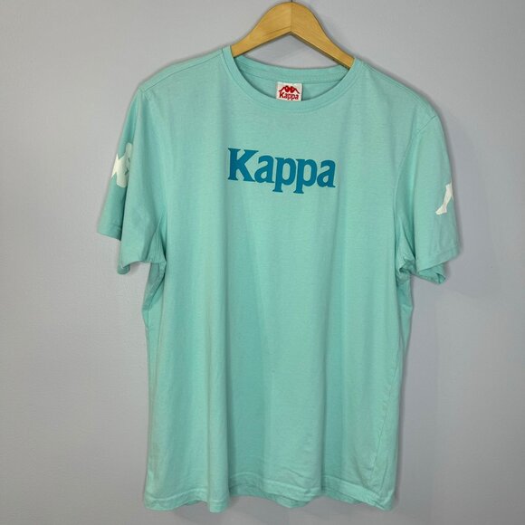 Kappa Mens Crew Neck Logo T-Shirts Short Sleeve Aqua blue - Picture 1 of 7